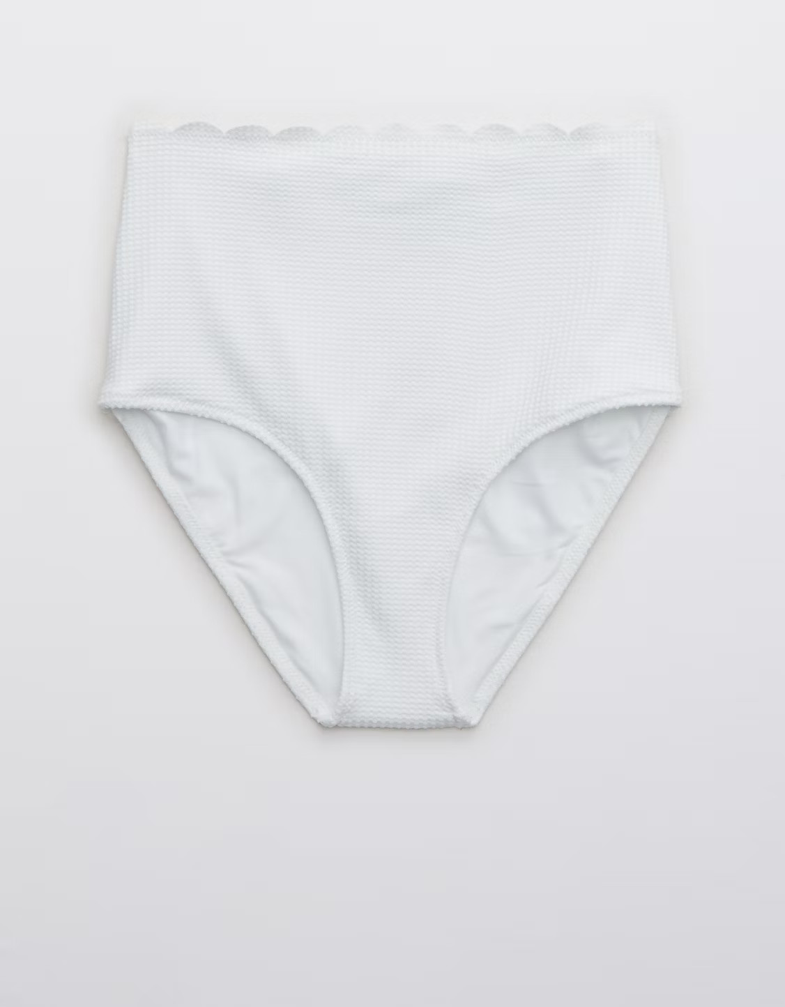Aerie Waffle Scalloped High Waisted Bikini Bottom | American Eagle Outfitters (US & CA)