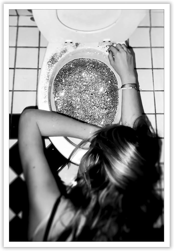 Quark After The Disco Party Posters Black and White Funny Bathroom Canvas Wall Art Trendy Funky B... | Amazon (US)