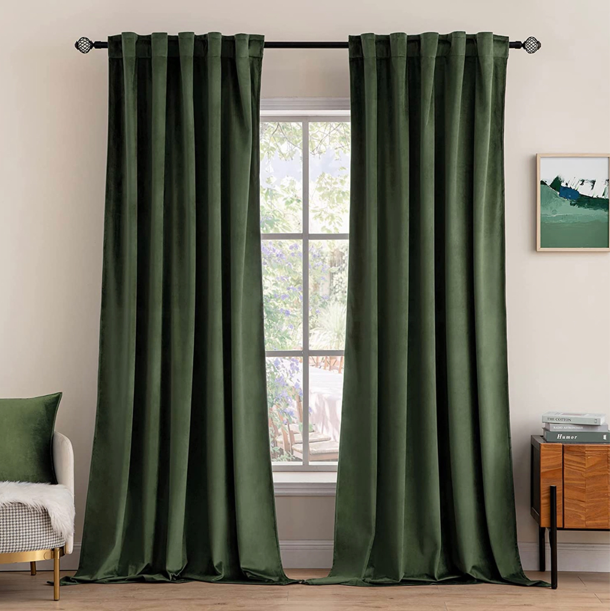 MIULEE Velvet Curtains 96 inches - Luxury Blackout Curtains for Bedroom Living Room Thermal Insulated Super Soft Window Drapes Rod Pocket & Back Tab, Olive Green, W52 x L96 inches, 2 Panels 

#LTKFind #LTKunder100 #LTKhome