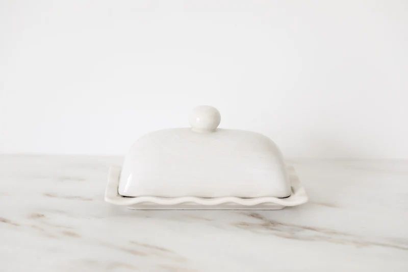 White Ruffle Domed Butter Dish | Jansen Home