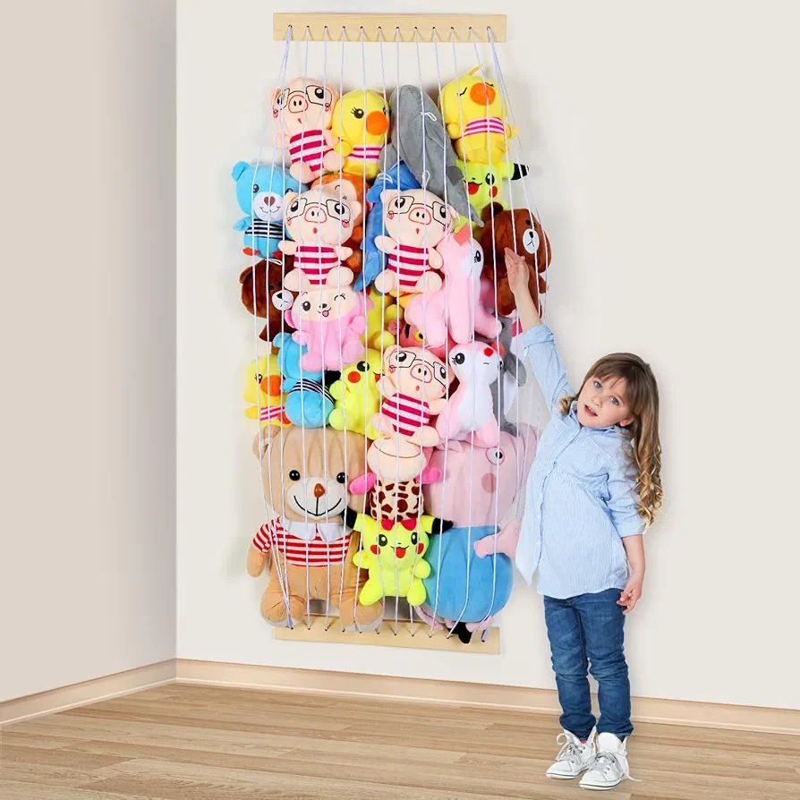 Amazon.com: Stuffed Animal Storage Hammock Wooden Plush Toy Organizer for Kids Room Décor, Playr... | Amazon (US)