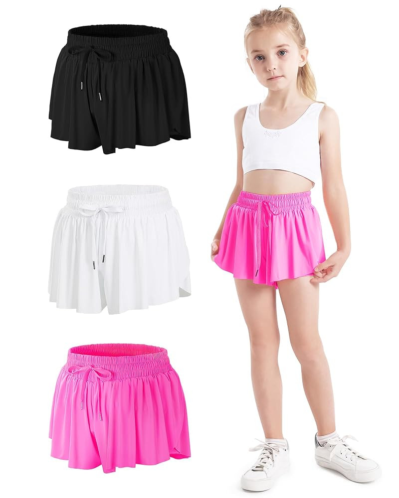 BOOPH Girls Flowy Shorts Athletic Butterfly Shorts with Inner Pockets 2-in-1 for Girls Running Te... | Amazon (US)