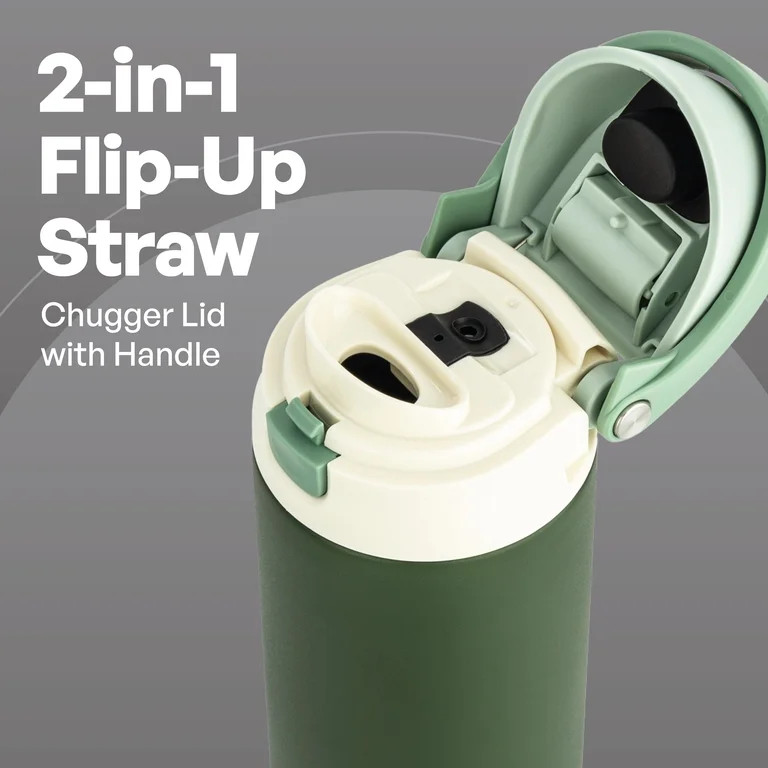 TAL 24oz Stainless Steel 2-in-1 Water Bottle with Straw and Chug Lid, Green | Walmart (US)
