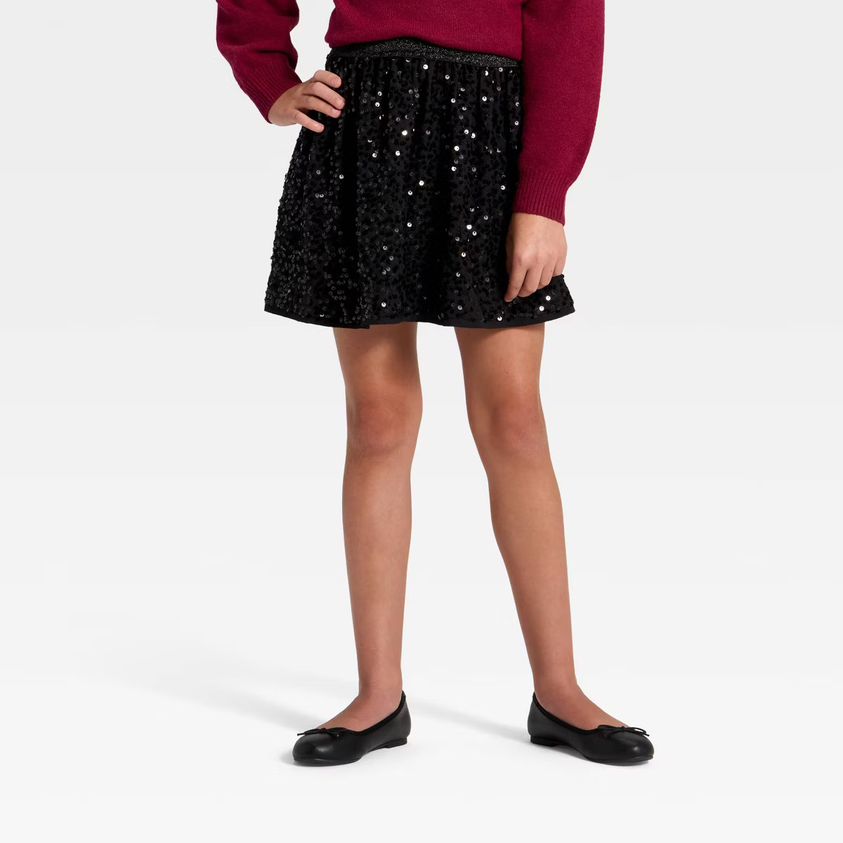 Girls' Holiday Sequin Skirt - Cat & Jack™ Black | Target