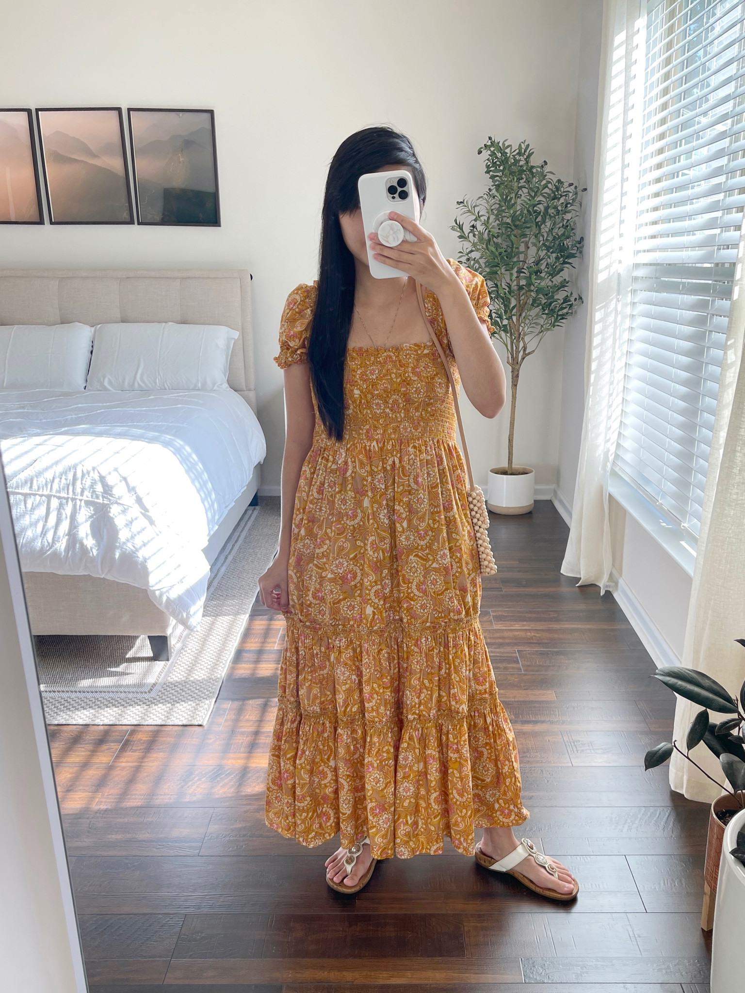 opt smocked midi dress Ward Smocked Midi Dress