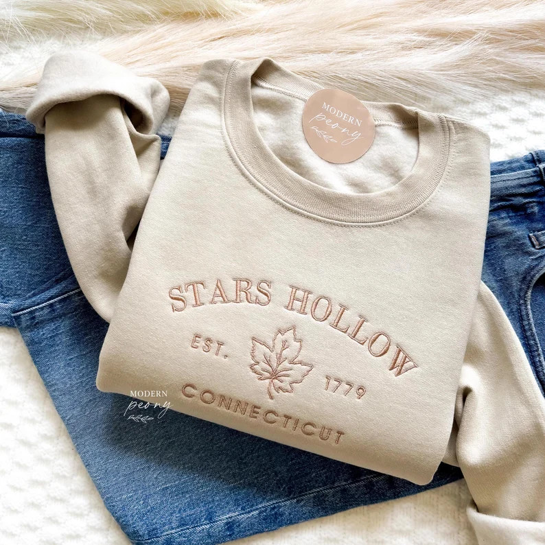 FALL Sweatshirt, Embroidered Stars Hollow Crewneck, Rory Lorelai Sweatshirt, Coffee Sweatshirt, B... | Etsy (US)