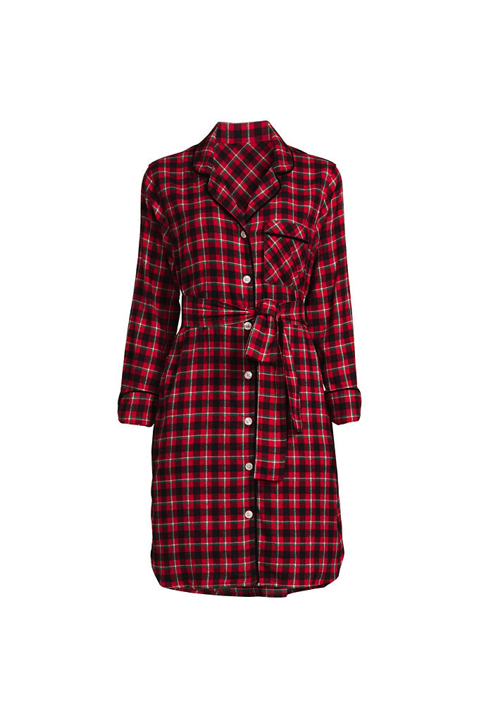 Women's 3/4 Sleeve Flannel Sleepshirt Nightgown - Lands' End - Red - M | Lands' End (US)