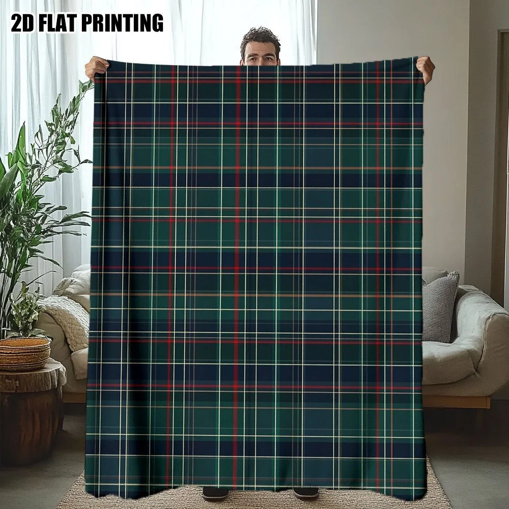 Soft Flannel Throw Blanket - Dark Green & Navy Blue Plaid Pattern, All-Season Cozy Warmth for Bed... | Walmart (US)