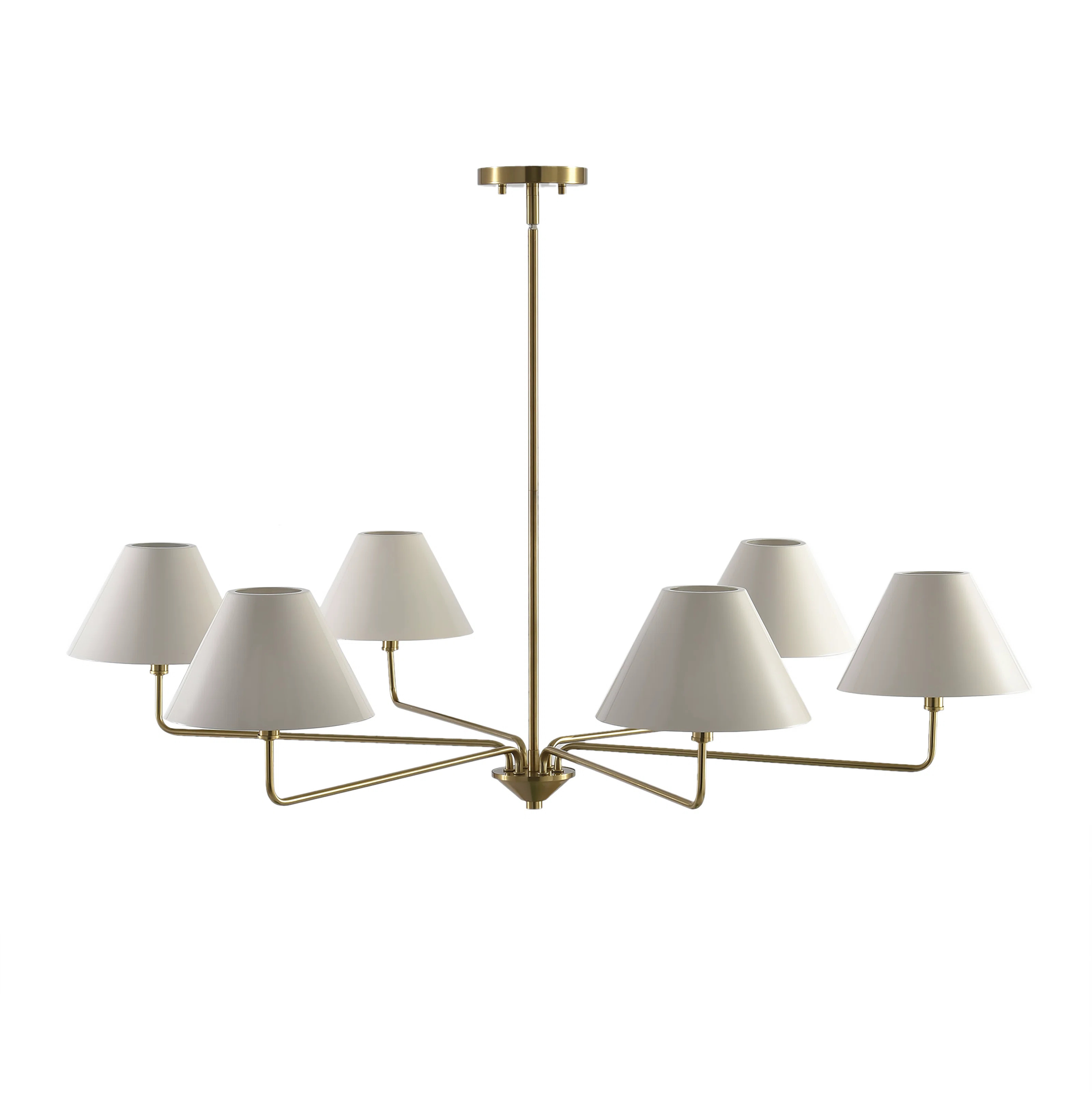 Mid-Century Modern Brass 6-Light Chandelier with Shades | Wayfair North America