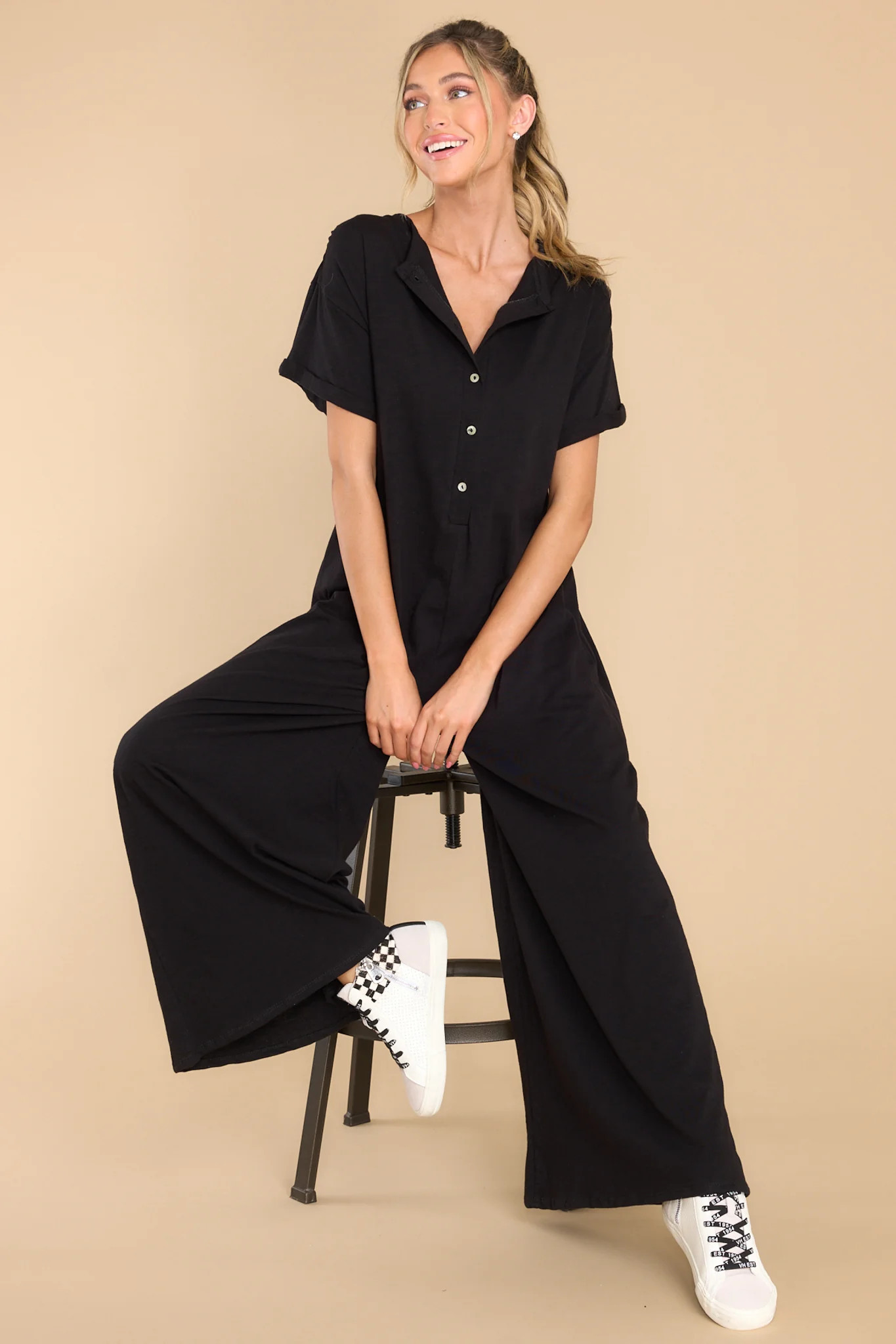 Feeling Like Myself Black Jumpsuit | Red Dress 