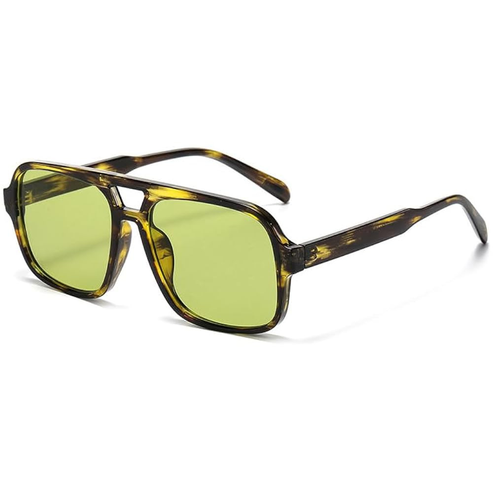 Retro Aviator Sunglasses for Women Men Trendy Classic 70s Square Green Aviator Sun Glasses Vintag... | Amazon (US)