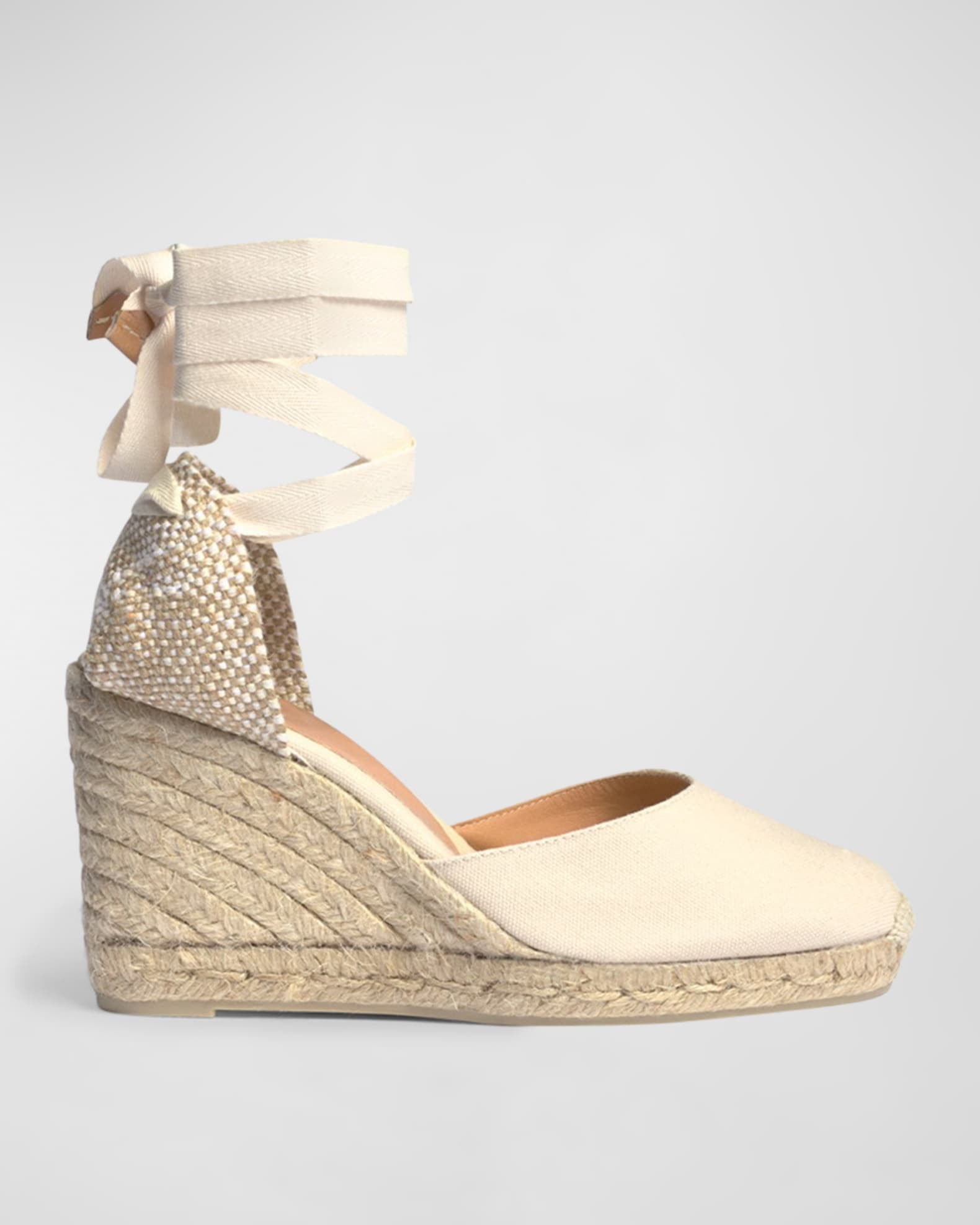 Castaner Carina Canvas Ankle-Wrap Wedge Espadrilles | Neiman Marcus