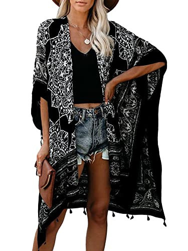 Breezy Lane Kimonos for Women Swimsuit Coverup Bohemian Kimono Cardigans Beach Bathing Suit Cover Up Summer Vacation | Amazon (US)