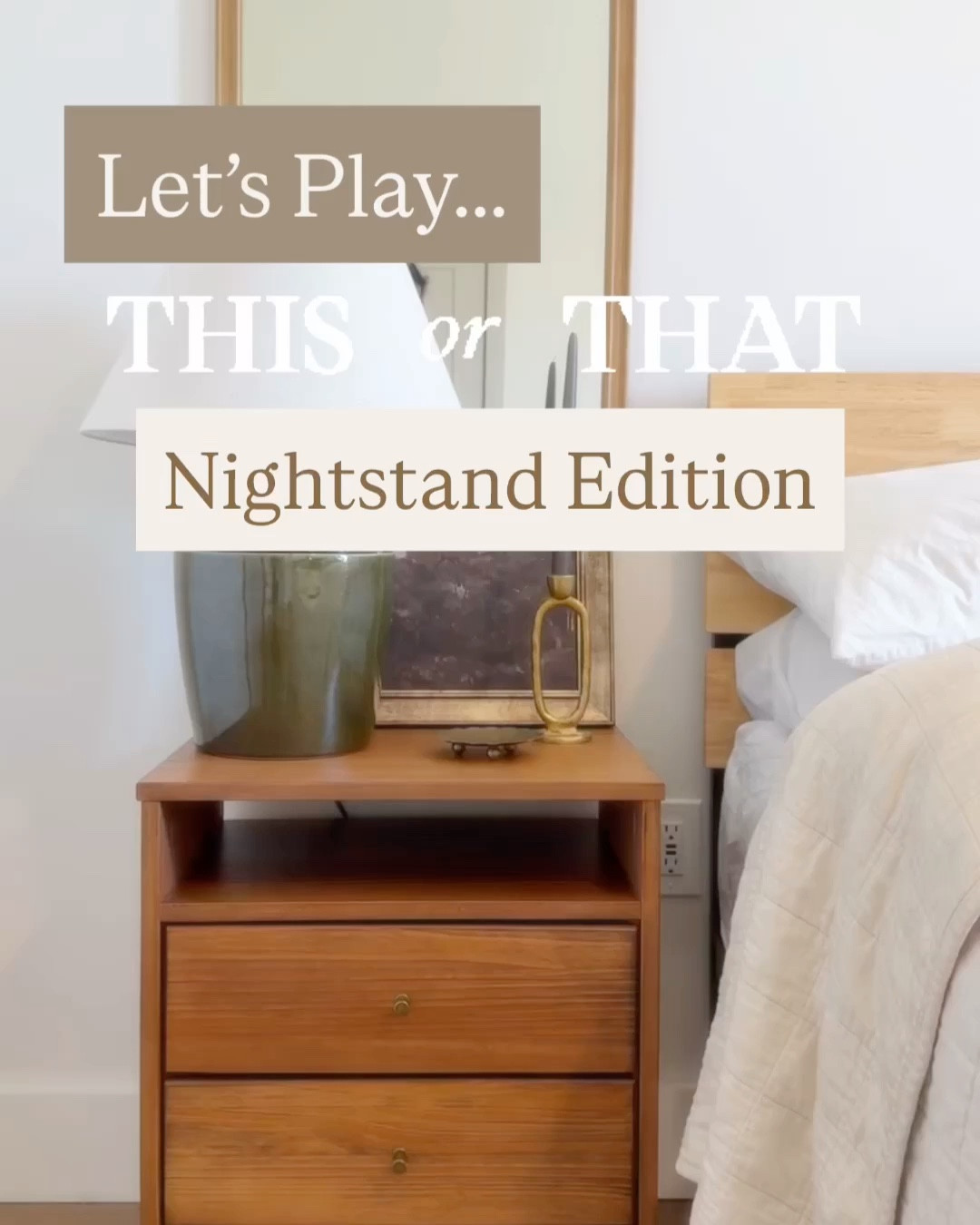 Today’s This or That (played daily in my IG stories) was nightstands — and y’all already know I love a good nightstand.

It’s one of those pieces that can completely change the feel of a bedroom. The right one instantly makes the space feel cozier, more styled, and pulled together, even with minimal decor.

Come hang out on my IG stories and play along with our daily This or That poll games — it’s always fun seeing which styles everyone chooses.

#LTKSeasonal #LTKHome #LTKSaleAlert