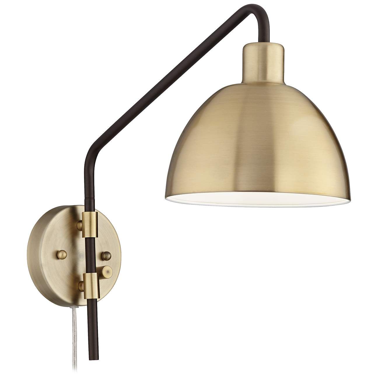 Colwood Antique Brass and Bronze Plug-In Swing Arm Wall Lamp | Lamps Plus