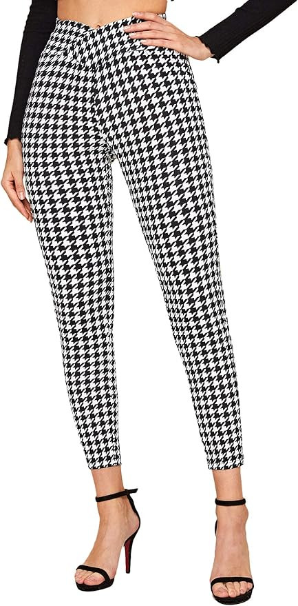 SweatyRocks Women's Casual Skinny Leggings Stretchy High Waisted Work Pants | Amazon (US)