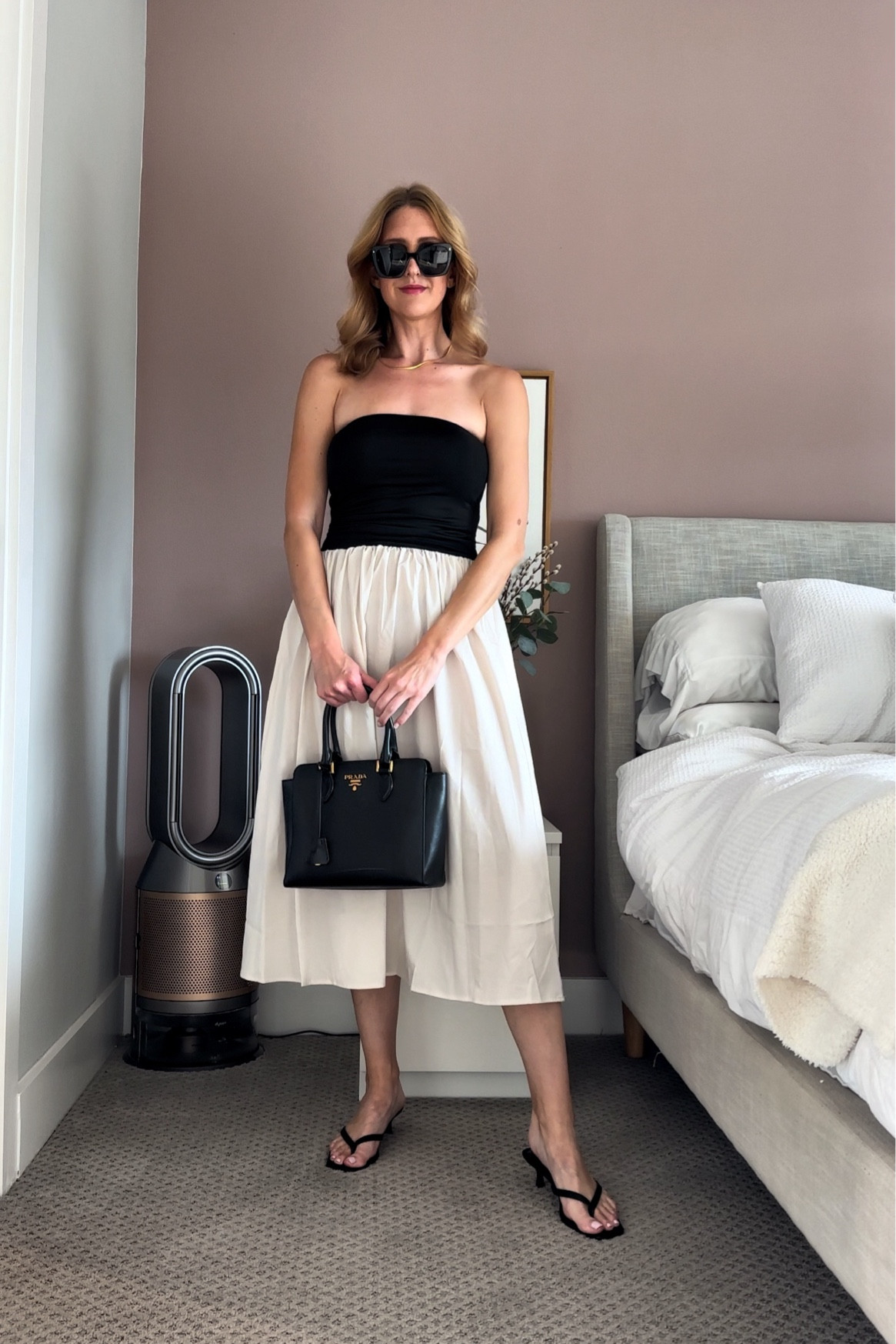 Women’s outfit idea. Love this neutral dress. Wearing a small. New Prada sunnies and black  sandals run true to size 

#LTKFindsUnder50 #LTKStyleTip