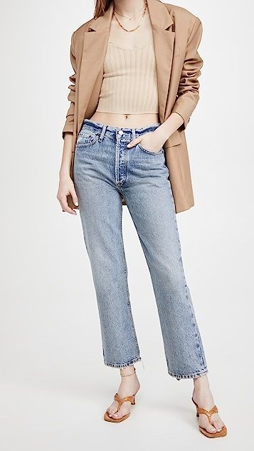 Lana Crop Mid Rise Vintage Straight Jeans | Shopbop