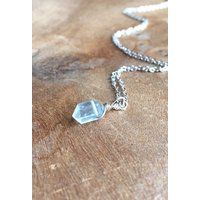 Super Dainty Blue Aquamarine Necklace - March Birthstone Tiny Raw Crystal Point Jewelry Silver Or Go | Etsy (US)