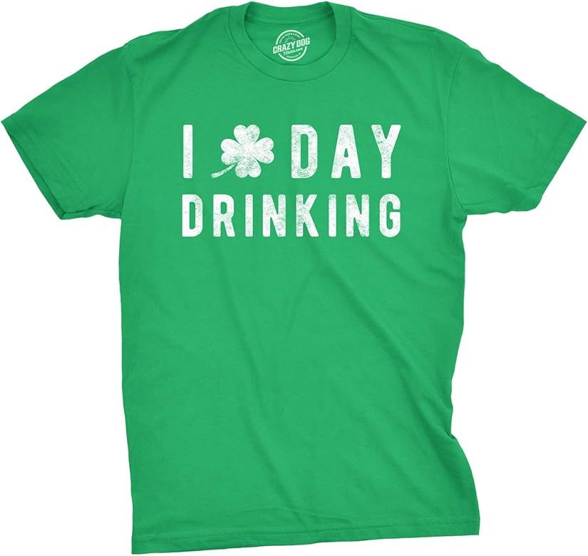 Mens I Clover Day Drinking T Shirt Funny Saint Patricks Day Patty Shamrock Tee | Amazon (US)