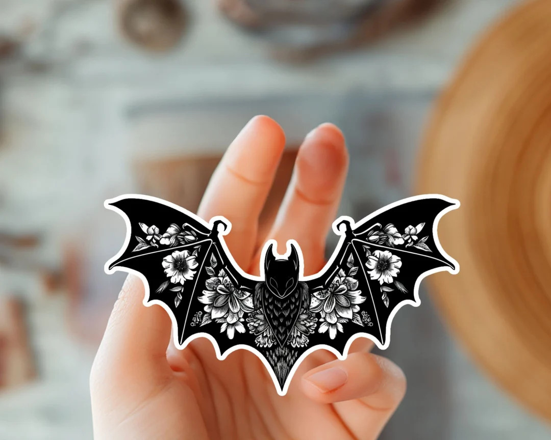 Cute Floral Bat Sticker-halloween Sticker-animal Sticker-trendy Sticker-kindle Sticker-botanical ... | Etsy (US)