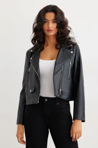 Charlie Faux Leather Moto Jacket | Dynamite Clothing