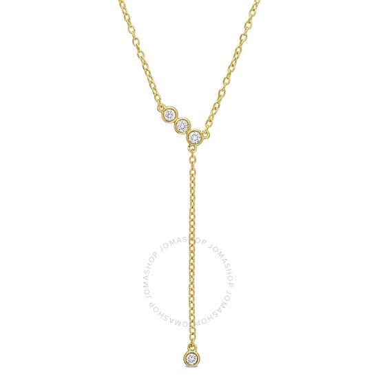 Created Forever 1/8 CT TGW Lab Created Diamond Lariat Necklace in 18k Yellow Gold Plated Sterling... | Jomashop.com & JomaDeals.com