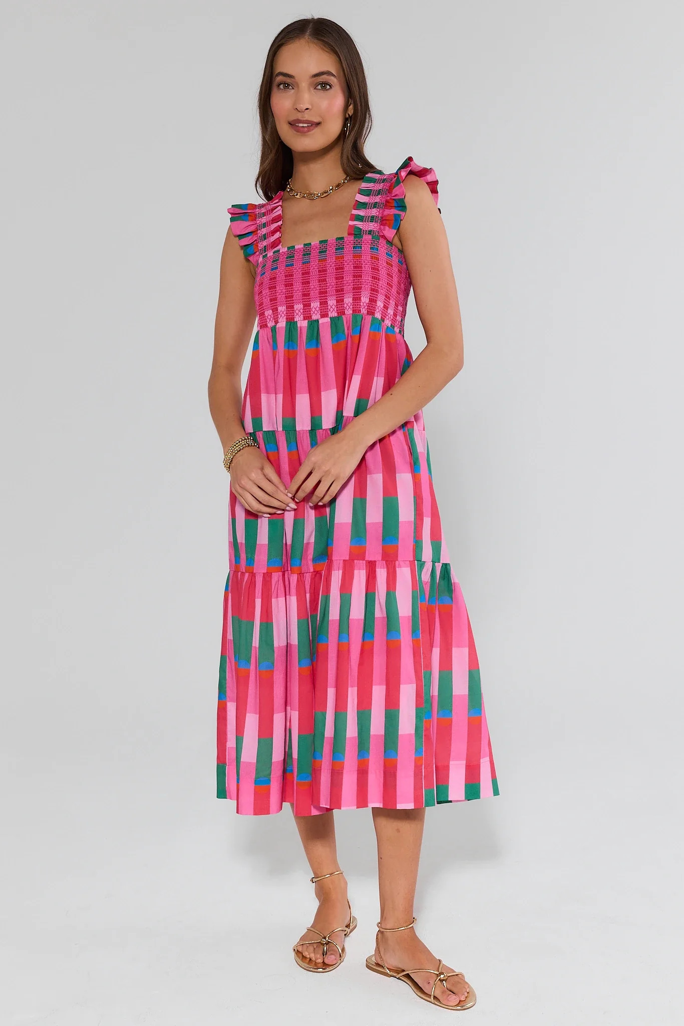 Avery Pink Printed Midi Dress | Avara