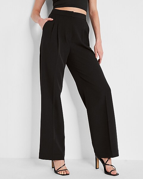 Super High Waisted Pleated Wide Leg Pant | Express