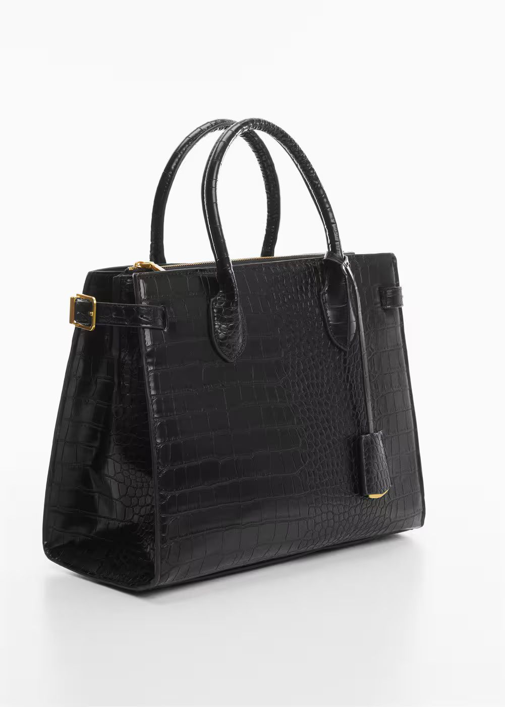 Crocodile-effect double handle bag -  Women | Mango United Kingdom | MANGO (UK)