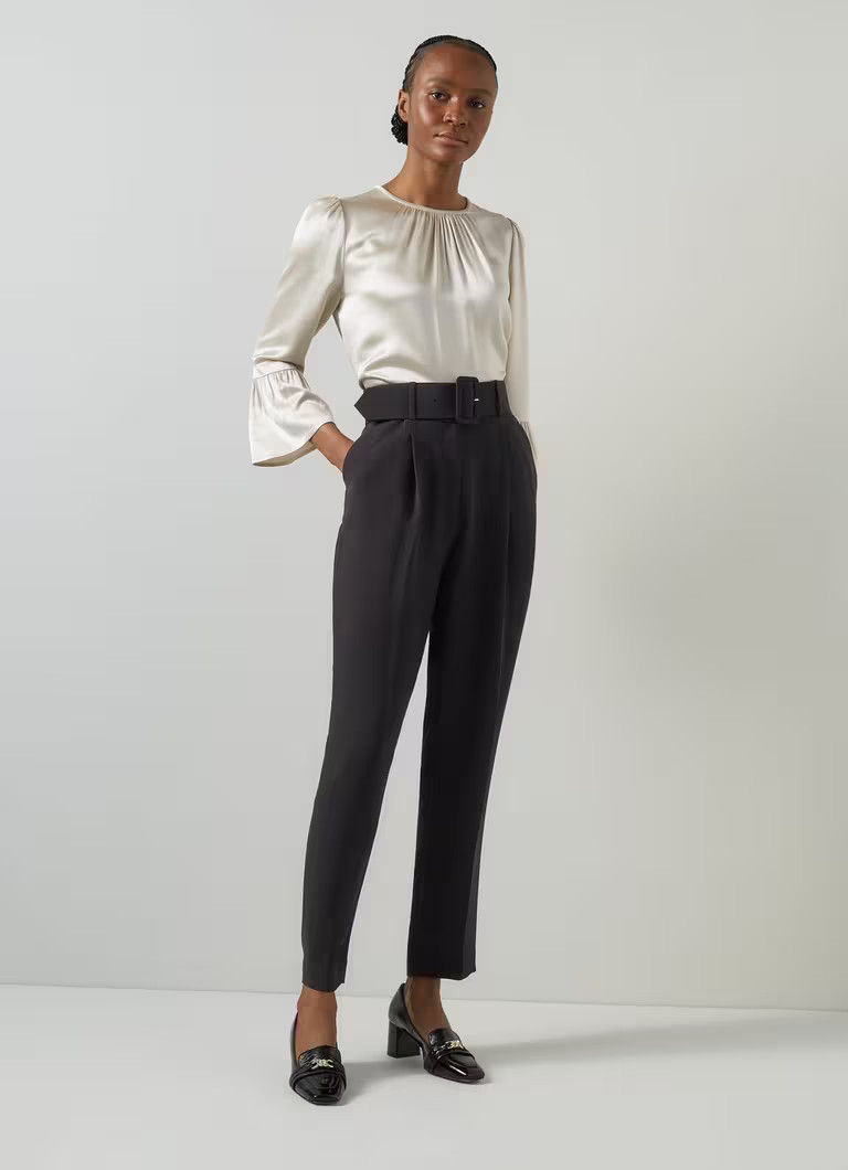 Tabitha Black Belted Crepe Trouser | L.K. Bennett (UK)