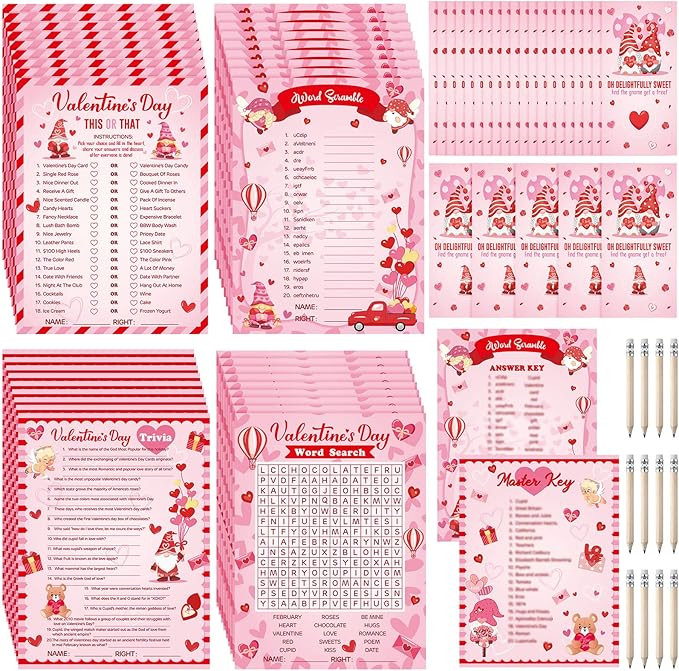 Chinco 127 Pcs Valentine's Day Games Cards Bingo Game for Adults Kids Valentine's Day Party with ... | Amazon (US)