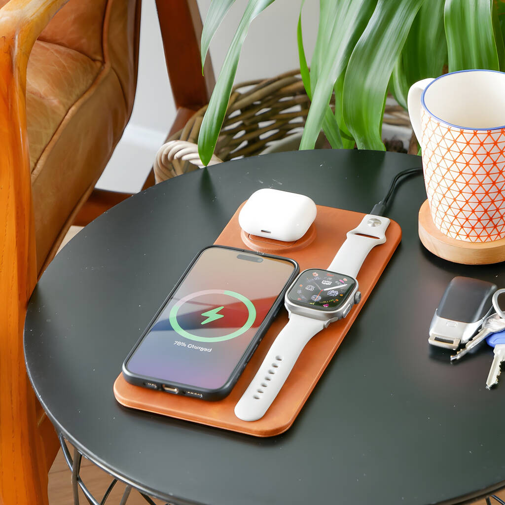 Three In One Leather Wireless Charger | Not On The High Street
