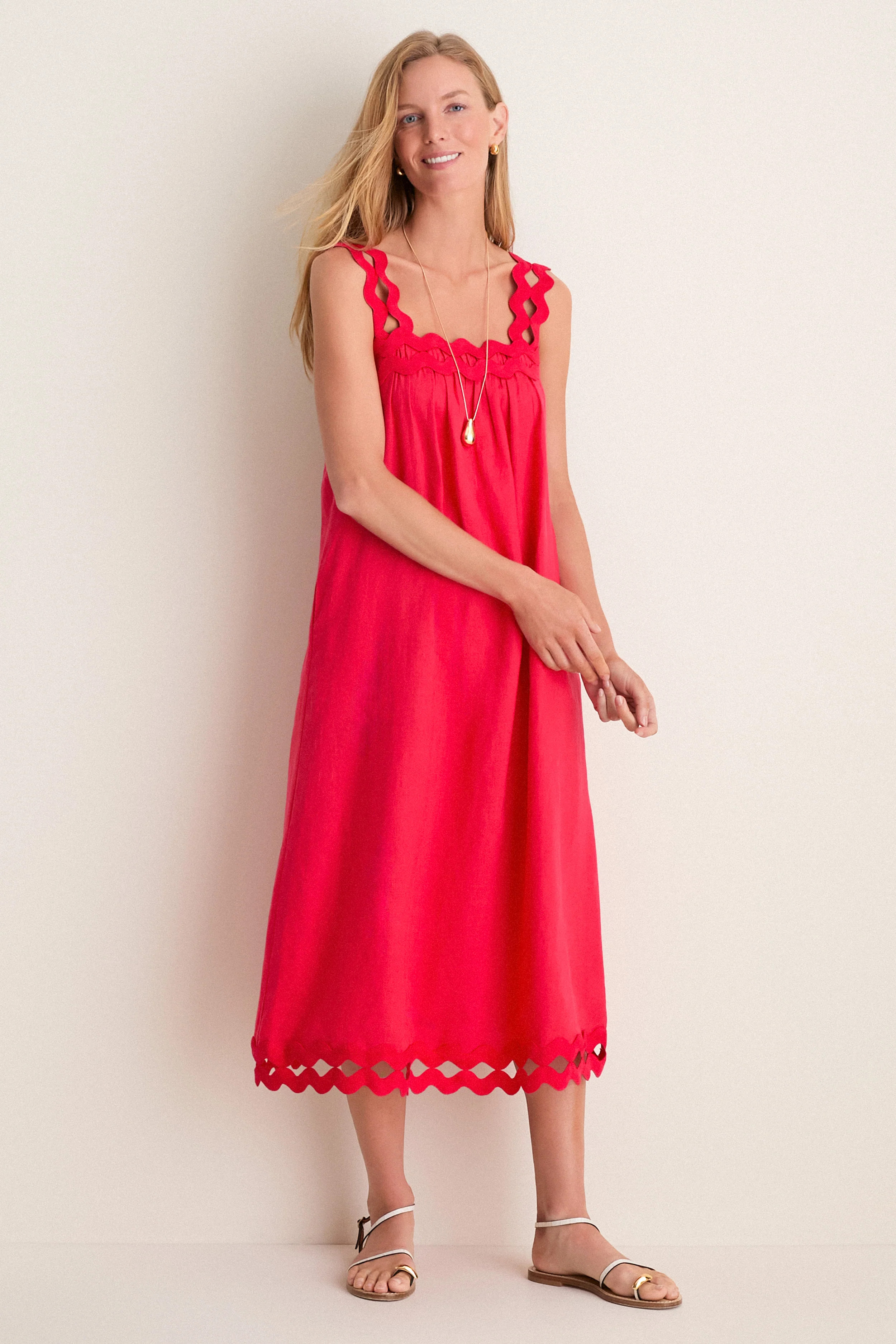 Cherry Ric Rac Linen Ellis Dress | Tuckernuck (US)