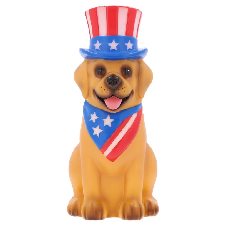 Way To Celebrate Patriotic Lighted Blow Mold Dog Decoration, Multicolor, 14", Holiday Lighting | Walmart (US)