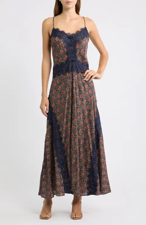 Hill House Home Francesca Lace Trim Slipdress in Chrysanthemum Chintz at Nordstrom, Size Small | Nordstrom