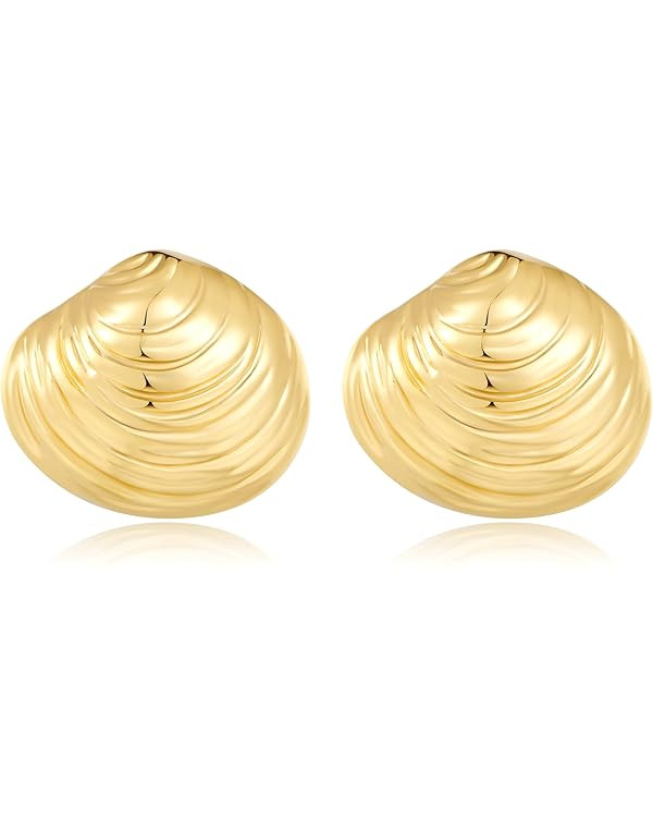 Gold Shell Studs Earrings Gold Earrings for Women Dainty Beach Earrings Summer Fashion Jewelry Gi... | Amazon (US)