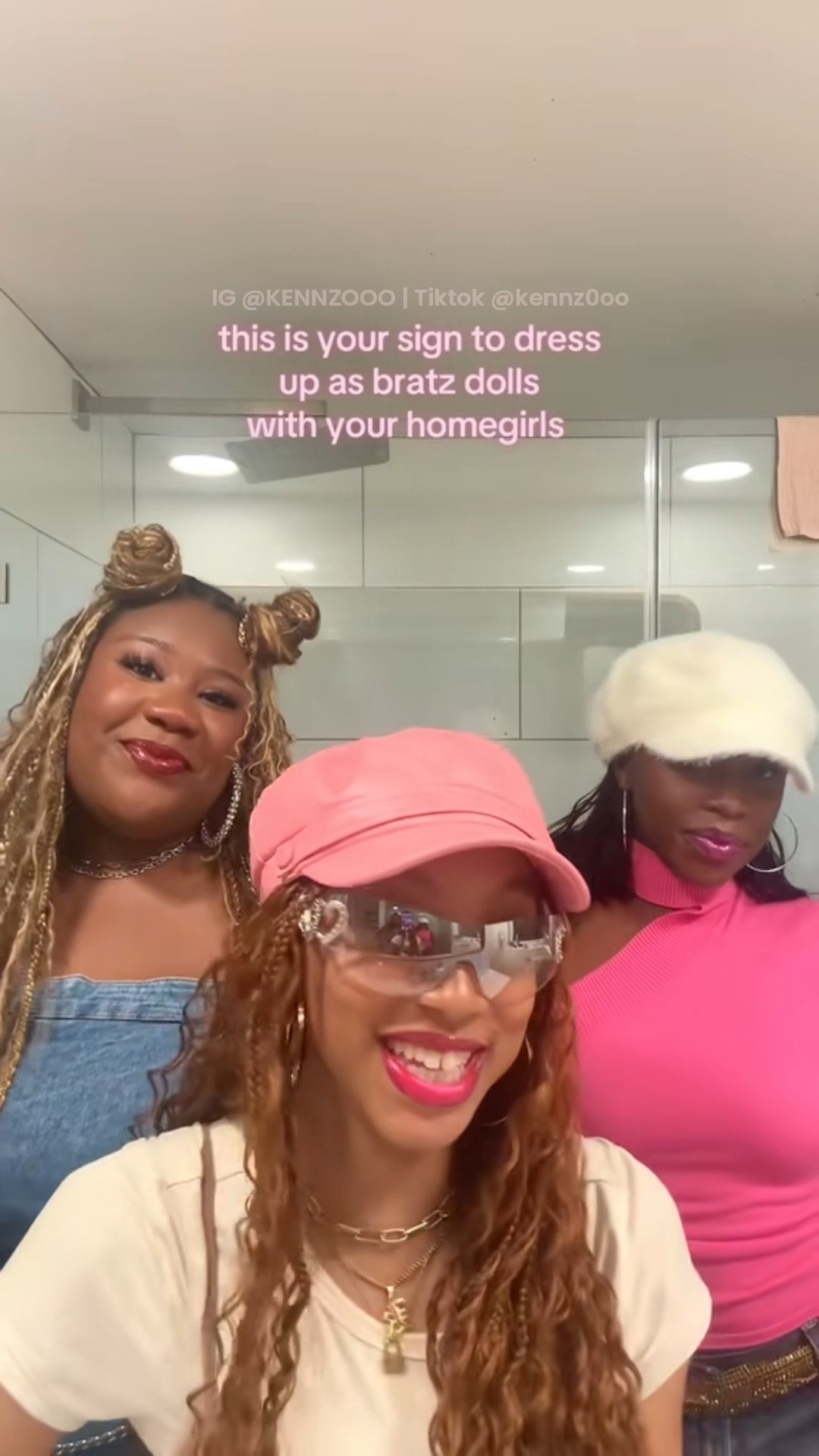 AN ICONIC EASY HALLOWEEN COSTUME IDEA FOR YOU & YOUR GWORLS ✨bratz✨

we snagged pieces from our own closets but here are items that helped us pull the look together!!

✨space buns
✨chrome sunnies 
✨newsboy hats 
✨ flared low rise denim 
✨platform shoes
✨glossy berry or pink lips 

#LTKParties #LTKStyleTip #LTKSeasonal