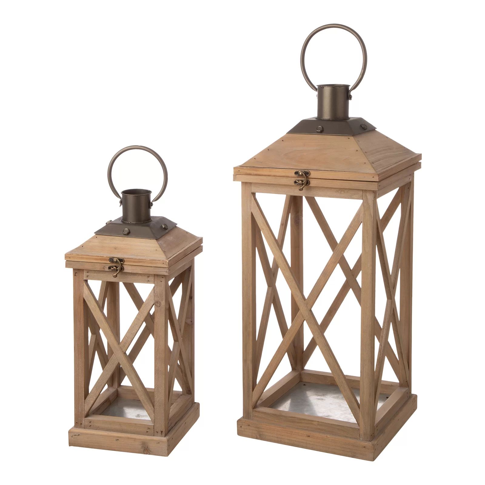 2-Piece Tall Wooden Lantern Set | Wayfair North America