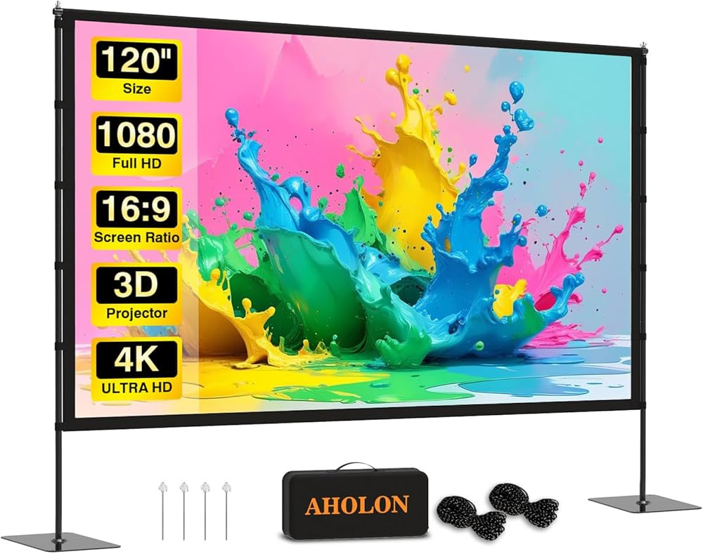 Outdoor Projector Screen with Stand - 120 inch Portable Projector Screens Indoor Outdoor Projecto... | Amazon (US)