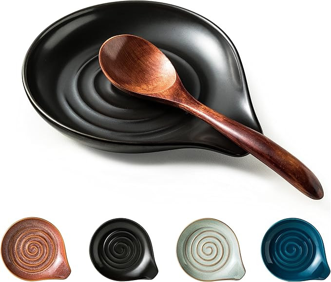 Spoon Rest, Porcelain Drip Tray for Multiple Utensils, Cooking&Large Spoon Holder for Stove Top, ... | Amazon (US)