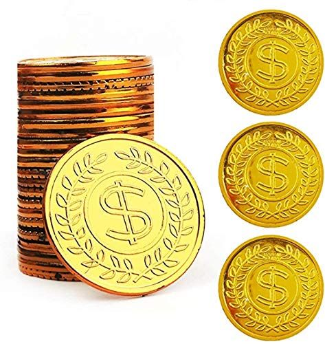 TCOTBE Pirate Gold Coins Plastic Set of 100,Play Gold Treasure Coins for Play Favor Party Supplies,  | Amazon (US)