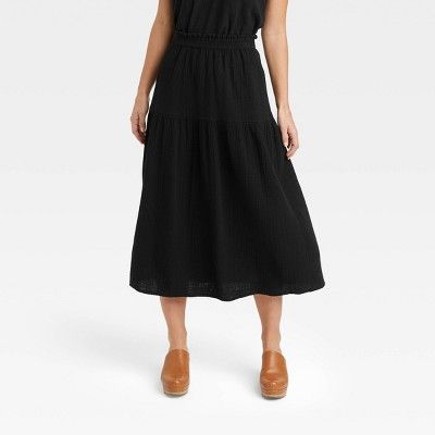 Women's Gauze Tiered Midi A-Line Skirt - Universal Thread™ | Target