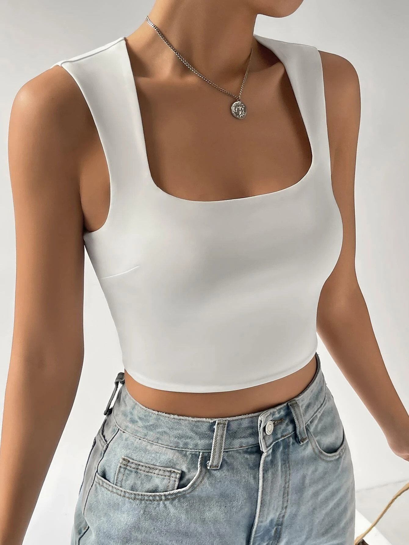 SHEIN EZwear Balletcore Solid Crop Tank Top | SHEIN