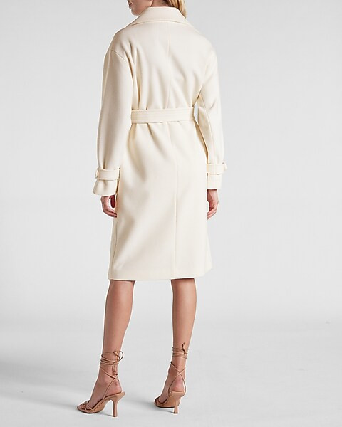Belted Wrap Front Faux Wool Coat | Express