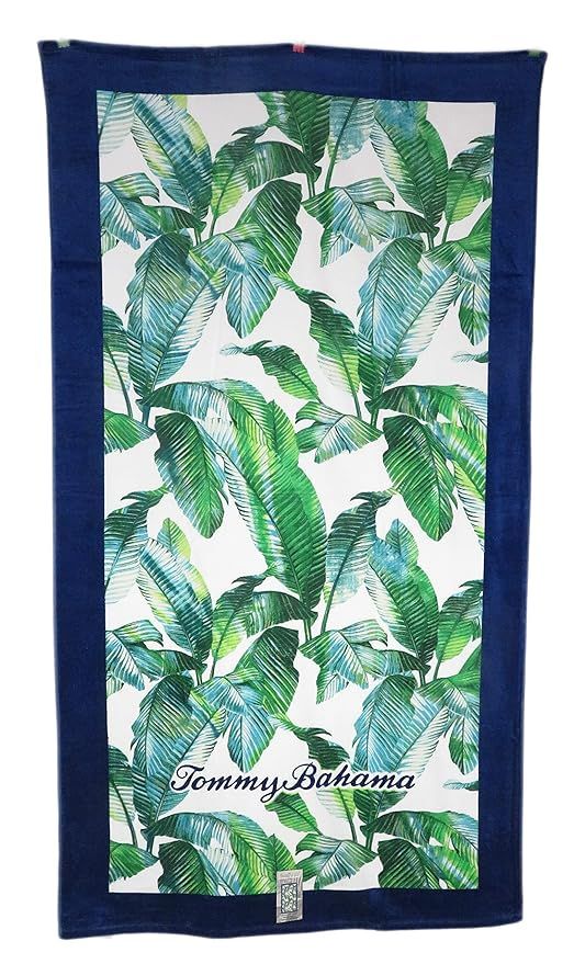 Tommy Bahama 35 x 66 Navy Blue & Green Tropical Palm Tree Fronds Beach Towel | Amazon (US)