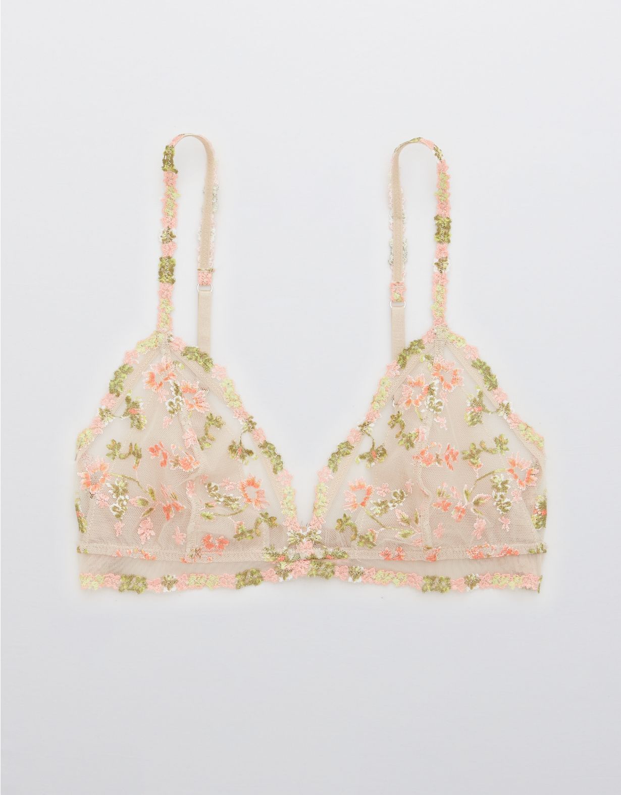 Aerie Embroidery Lace Triangle Bralette | American Eagle Outfitters (US & CA)