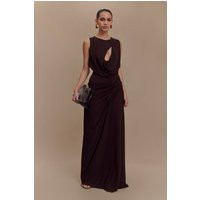 Oria Chiffon Maxi Dress - Cacao Brown | MESHKI US