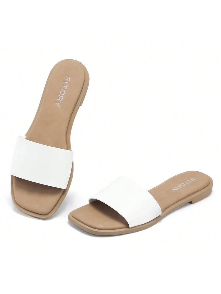 Women's Slide Sandals Fashion Square Open Toe With Cushioned Footbed Slippers | SHEIN