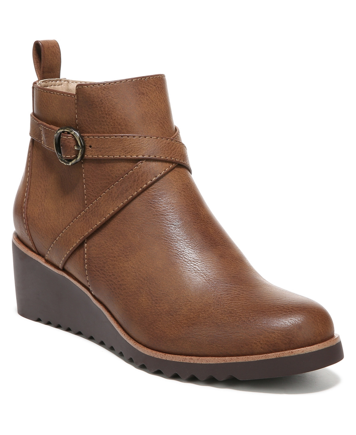 LifeStride Zinfandel Wedge Booties - Whiskey Brown Faux Leather | Macy's